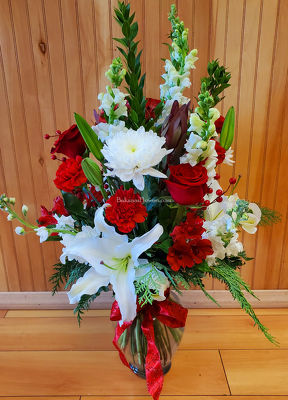 Winter Vase of Seasonal Beauty, Deluxe from Bakanas Florist & Gifts, flower shop in Marlton, NJ