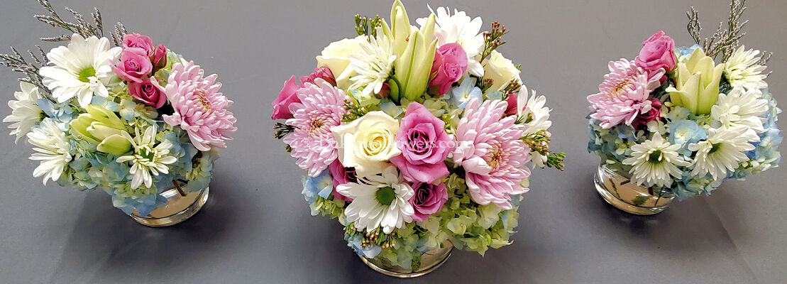 Spring Centerpiece Trio from Bakanas Florist & Gifts, flower shop in Marlton, NJ