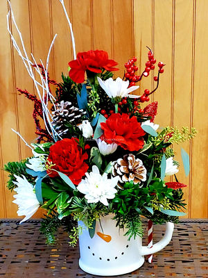 Snowman Mug Arrangement from Bakanas Florist & Gifts, flower shop in Marlton, NJ