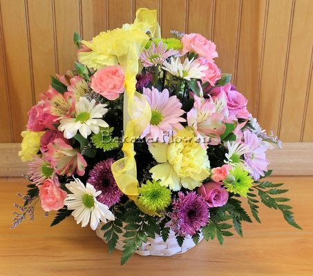 Our Bright & Cheery Basket from Bakanas Florist & Gifts, flower shop in Marlton, NJ