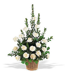 White Simplicity Basket from Bakanas Florist & Gifts, flower shop in Marlton, NJ