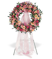 Respectful Pink Wreath from Bakanas Florist & Gifts, flower shop in Marlton, NJ