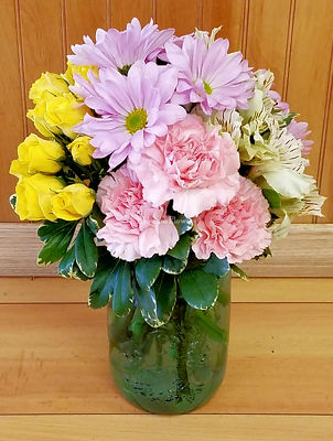 Spring Mason Jar Arrangement from Bakanas Florist & Gifts, flower shop in Marlton, NJ