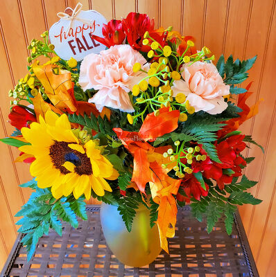 "Happy Fall" Vase from Bakanas Florist & Gifts, flower shop in Marlton, NJ