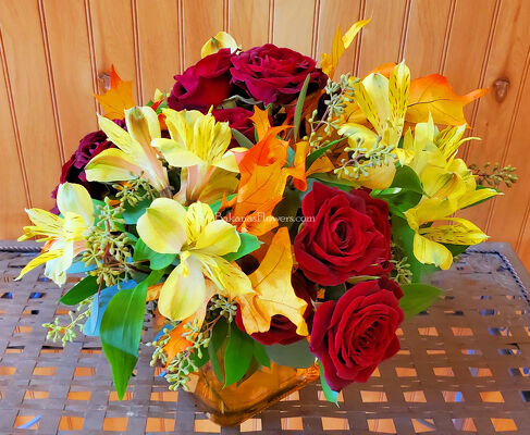 Fall Cube Arrangement from Bakanas Florist & Gifts, flower shop in Marlton, NJ