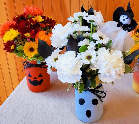 Halloween Mason Jars from Bakanas Florist & Gifts, flower shop in Marlton, NJ