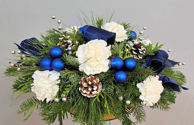 Sapphire & Silver Centerpiece from Bakanas Florist & Gifts, flower shop in Marlton, NJ