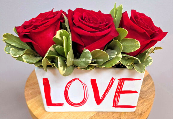 L O V E Ceramic Vase from Bakanas Florist & Gifts, flower shop in Marlton, NJ