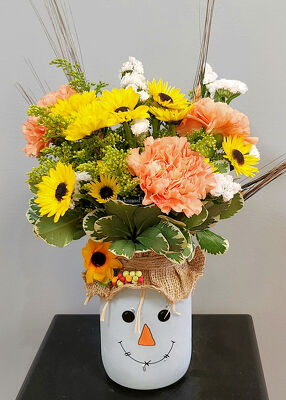Scarecrow Mason Jar from Bakanas Florist & Gifts, flower shop in Marlton, NJ