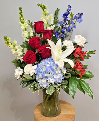 Patriotic Tribute Bouquet from Bakanas Florist & Gifts, flower shop in Marlton, NJ Patriotic Tribute Bouquet from Bakanas Florist & Gifts, flower shop in Marlton, NJ