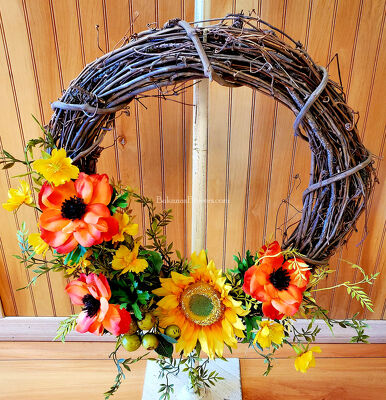 Yellow & Orange Wreath  from Bakanas Florist & Gifts, flower shop in Marlton, NJ