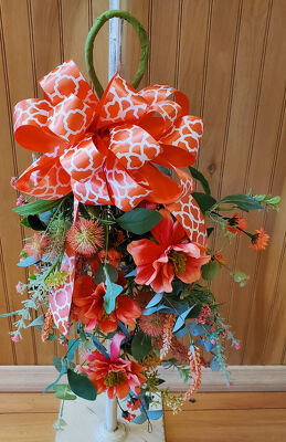 Coral Silk Floral Swag from Bakanas Florist & Gifts, flower shop in Marlton, NJ