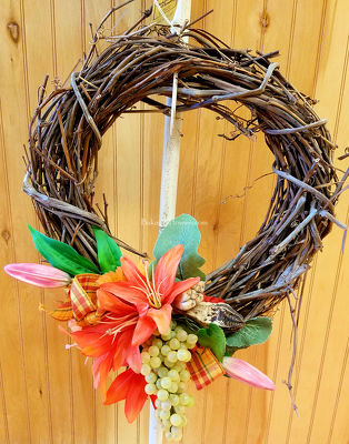 Fall Vineyard Wreath from Bakanas Florist & Gifts, flower shop in Marlton, NJ