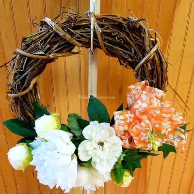 White Peony Silk Wreath  from Bakanas Florist & Gifts, flower shop in Marlton, NJ