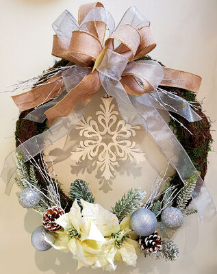 Winter Snowflake Wreath from Bakanas Florist & Gifts, flower shop in Marlton, NJ