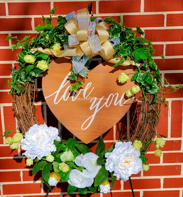 Love You Wreath from Bakanas Florist & Gifts, flower shop in Marlton, NJ