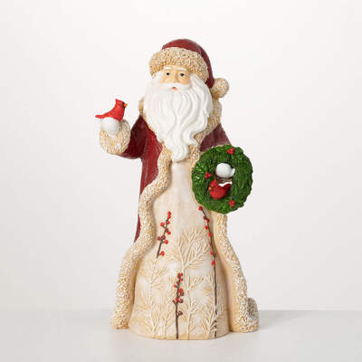 Santa with Cardinal Figurine from Bakanas Florist & Gifts, flower shop in Marlton, NJ