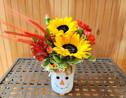 Scarecrow Mason Jar from Bakanas Florist & Gifts, flower shop in Marlton, NJ